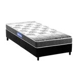 Cama Box Solteiro: Colchão Espuma Probel Guarda Costas Resistente + Base Crc Suede Black(88x188)