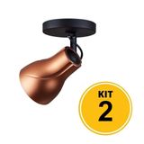 Kit 2 Spot de Sobrepor Direcionável Octa Plus Cobre 1xE27