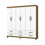 Guarda Roupa D22 6 Portas 6 Gavetas Com Pés Carioca Móveis Freijó Com Branco