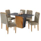 Conjunto Mesa De Jantar Harpa Grafite 1,60 M Com 6 Cadeiras