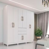 Guarda-roupa Casal 8 Portas 2 Gavetas Master Top Imop Branco Neve Branco Neve