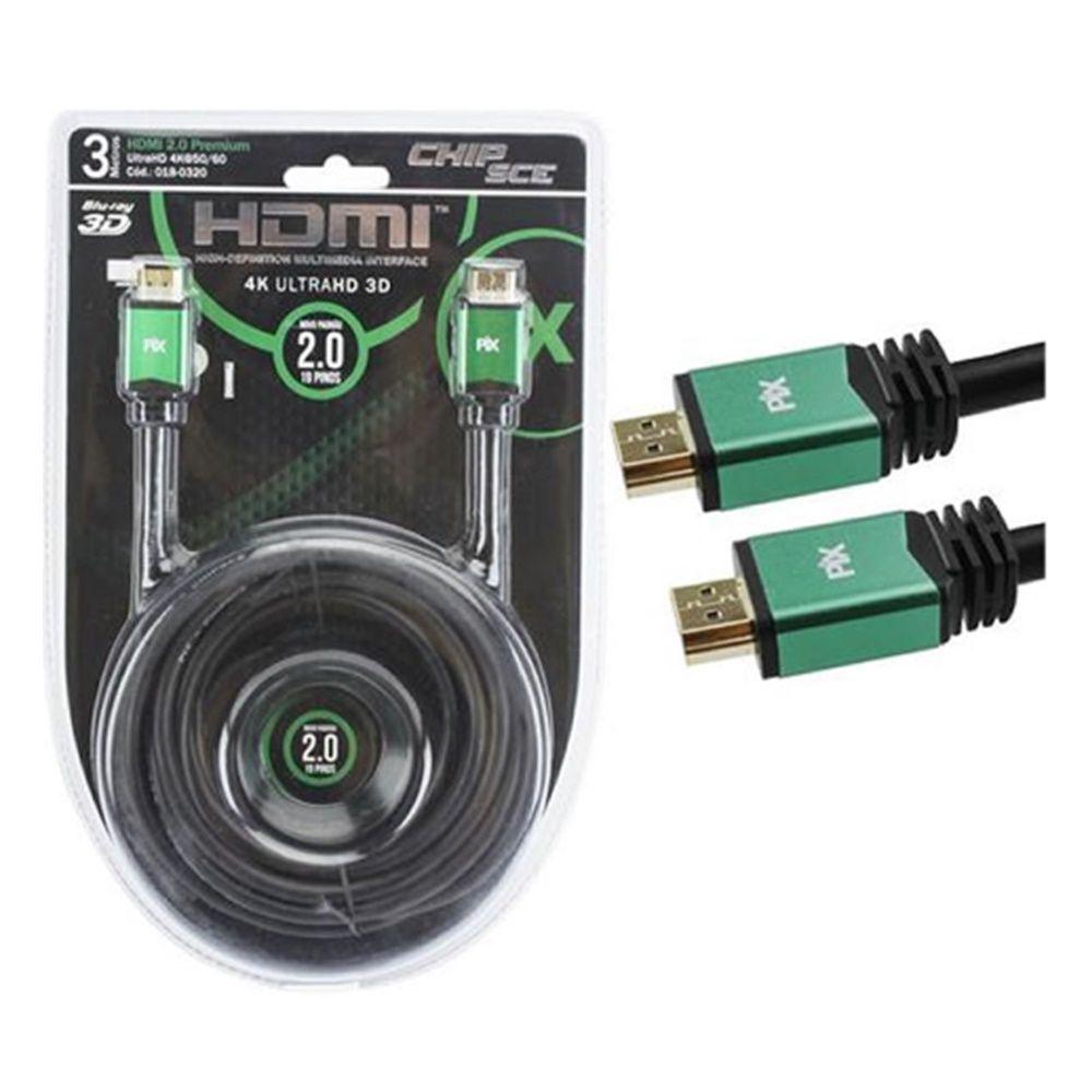 Cabo Hdmi Plus 2.0: 60hz, Resolução 4k, 3m