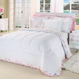 Kit Edredom Casal Queen Emozione 5 Pç Bordado Branco