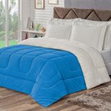 Coberdrom Casal Queen Veneza 1 Peça Sherpa Fleece Azul Royal