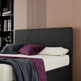 Cabeceira Estofada Casal King Size 195 Cm Júpiter Corino Skybox Preto