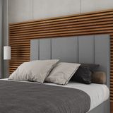 Cabeceira Estofada Casal King Size 195 Cm Venus Corino Skybox Cinza