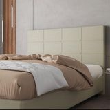 Cabeceira Estofada Casal King Size 195 Cm Marte Corino Skybox Bege