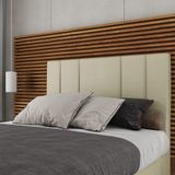 Cabeceira Estofada Casal King Size 195 Cm Venus Corino Skybox Bege