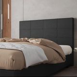 Cabeceira Estofada Casal King Size 195 Cm Marte Corino Skybox Preto