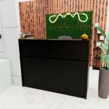 Balcão Atendimento Recepção Consultório 140x60cm 2 Gavetas Preto