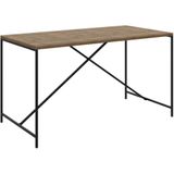 Mesa De Jantar Retangular Industrial Steel Quadra Artesano 138 Cm (largura) Mdp Vermont Aço Preto