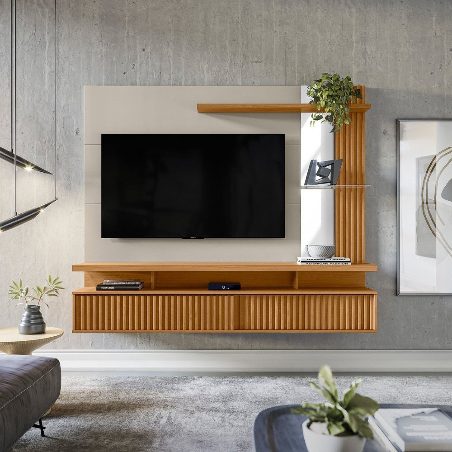 Painel Home Para Tv Até 60 Polegadas Maragogi Nature/off White