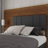 Cabeceira Estofada Casal King Size 195 Cm Venus Corino Skybox Preto