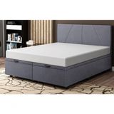 Base Cama Box Baú Casal Queen Size Veludo Skybox Cinza