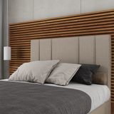 Cabeceira Estofada Casal Queen Size 160 Cm Venus Linho Skybox Bege