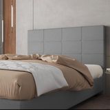 Cabeceira Estofada Casal King Size 195 Cm Marte Corino Skybox Cinza