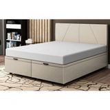 Base Cama Box Baú Casal King Size Linho Skybox Bege