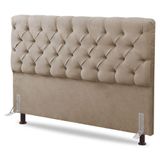 Cabeceira Cama Box Casal Lylla 140cm Capitonê Com Frame Suede Bege - Abmaza