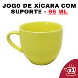 Kit 6 Xícaras Em Porcelana Amarelo 95ml Jogo De Chá E Café