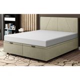 Base Cama Box Baú Casal King Size Veludo Skybox Bege