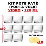 Potes De Vidro Patê 120ml C/ Tampa - Kit 10 Un.