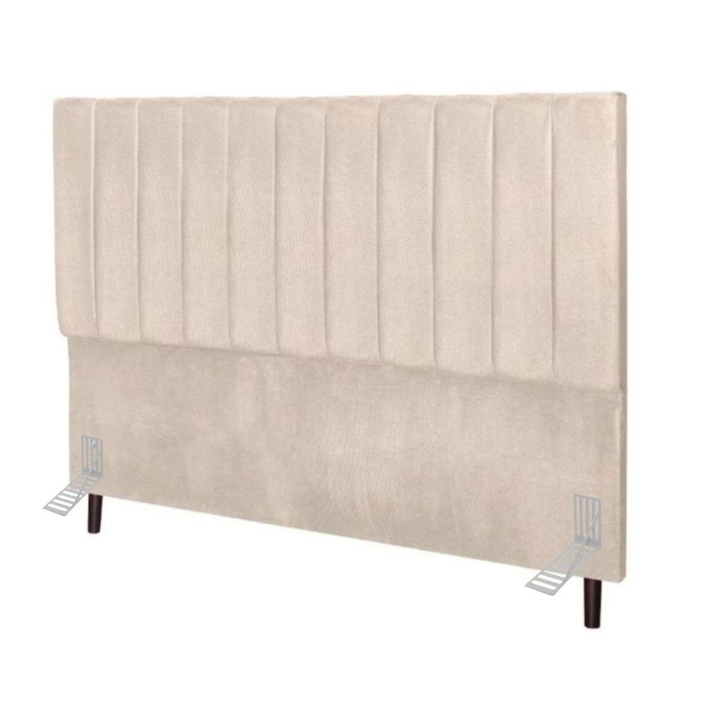 Cabeceira Cama Box Casal 140 Cm Carla Suede Bege E Frame