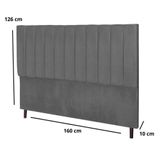 Cabeceira Cama Box Queen 160cm Carla Suede Cinza E Frame