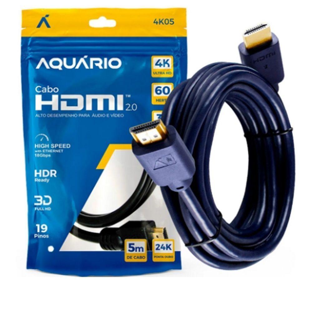 Cabo Hdmi 2.0 5m: Resolução 4k E Áudio Imersivo