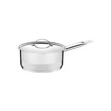 Panela Professional Em Aço Inox Fundo Triplo Com Tampa Plana Detalhe Satinado 16 Cm 1,4 L