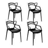 Conjunto Com 4 Cadeira Allegra Solna Masters Sala Jantar Pretas