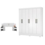 Conjunto Cabeceira E Guarda Roupa Casal Virgina Branco