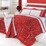 Kit Edredom Casal Queen Te Amo 5 Pç Alg 150 Fios Vermelho