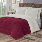 Coberdrom Casal Queen Veneza 1 Peça Sherpa Fleece Vinho