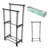 Arara Dupla Closet Cabideiro Plástico E Ferro Clink 5kg Top