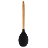 Colher Culinária De Bambu e Silicone Cor Preto - Cozinha Yoi