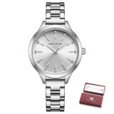 Relógio De Pulso Feminino Mini Focus Mf0367l À Prova D&#39;água Prata