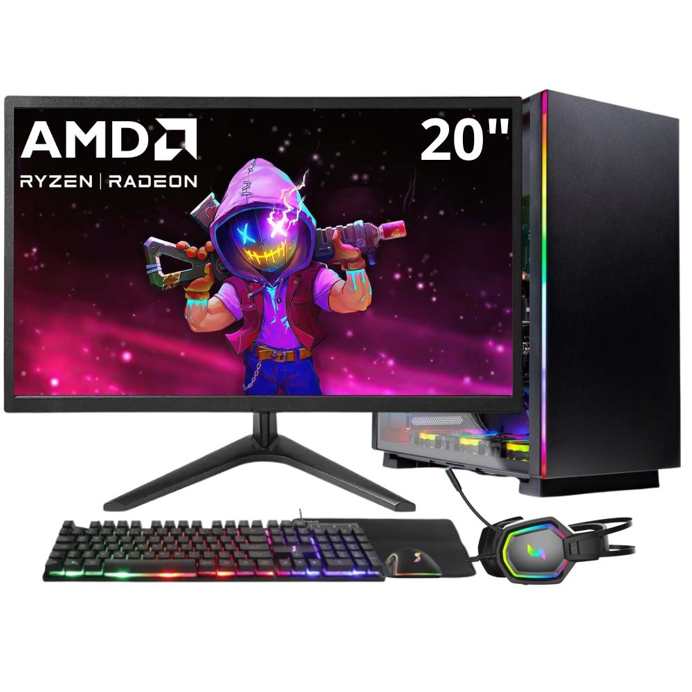 Pc Gamer 3green Winner, Amd Ryzen 5 4600g, 8gb Ddr4, Ssd 256gb, Gráficos Radeon Vega, Fonte 500w, Monitor 20&quot; Led, Kit Gamer Completo - Gsw-2400