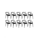 Conjunto Com 10 Cadeira Allegra Masters 100% Polipropileno Preta
