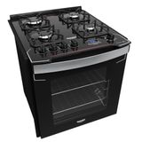 Fogão De Embutir 4 Bocas Preto Com Mesa De Vidro E Timer Digital Dako Diplomata Grill 110/220V Bivolt