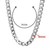 Corrente Cordão Masculino 9mm Aço Inox Trançado 70cm