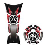 Kit Adesivo Protetor Tanque E Bocal Moto Yamaha Diapasão Vermelho Vermelho