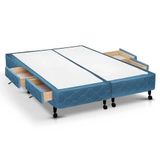 Cama Box Base C-gavetas Queen Poli Tecido Blue (158x27-c-4 Gavs) - Castor