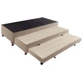 Cama Box Base C-auxiliar Solteiro Universal Rústico Bordado Clean (88x188x32) - Paropas