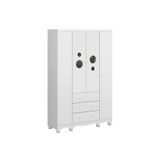 Guarda Roupa Bebê Bolinha C- 4 Portas E 3 Gavetas Branco - Peroba