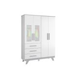 Guarda Roupa Bebê Retrô C- 3 Portas E 4 Gavetas Branco-cinza - Peroba