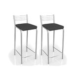 Banqueta Sala De Jantar Gênova 2b705cr Kit 2 Un Cromado/courano Preto - Kappesberg