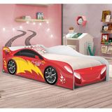 Cama Carro Fast Menino Vermelho Solteiro Com Colchão