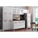 Kit De Cozinha 3 Peças Mirage New 4 Peças (2 Armários C/3 Portas Vidro 1 Balcão 1 Paneleiro) Branco