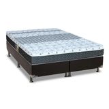 Cama Box Queen: Colchão Molas Bonnel Castor Class + Base Crc Suede Black(158x198)