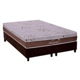 Cama Box Queen: Colchão Molas Ensacadas Probel Masterpocket Maxifoam + Base Crc Suede Brown(158x198)